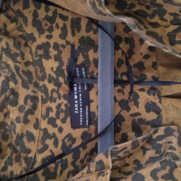 ZARA WOMAN PREMIUM DENIM COLLECTION LEOPARD Cheetah BROWN SHIRT BLOUSE SIZE S - Picture 5 of 13
